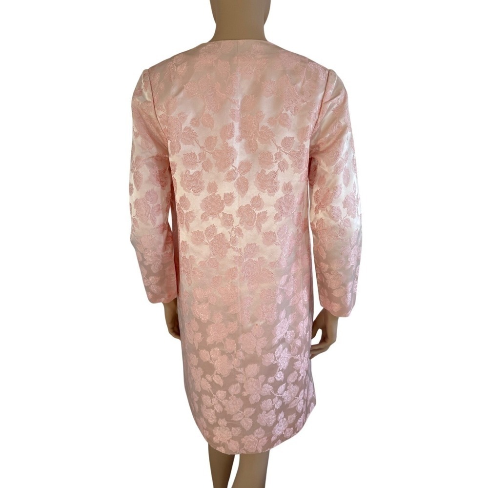 Vintage 60s Pink Damask Floral Dress and Jacket Set Home Sewn MCM Mod 2pc - Picture 12 of 16